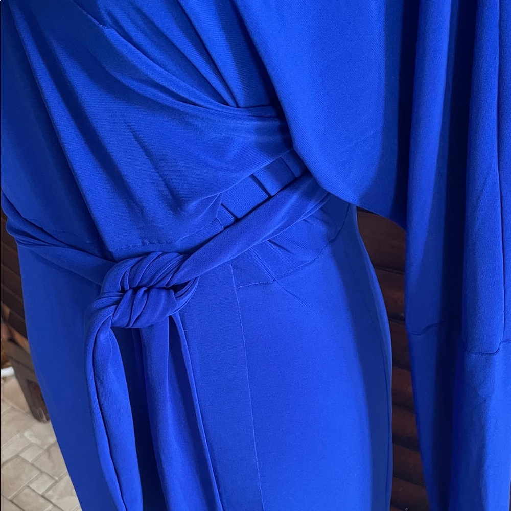NWT Norma Kamali Dolman Wrap Colbalt Blue Maxi Dress Gown Medium 38 - Picture 10 of 13
